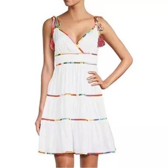 Antonio Melani Keri Cotton Voile V-Neck Sleeveless A-Line Dress NWT White - Picture 13 of 15
